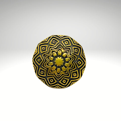 Hand-Carved Brass Cabinet Knob – Balinese Mandala Pattern
