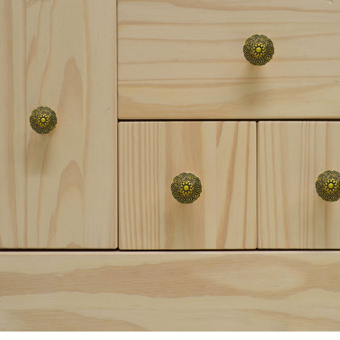 Hand-Carved Brass Cabinet Knob – Balinese Mandala Pattern