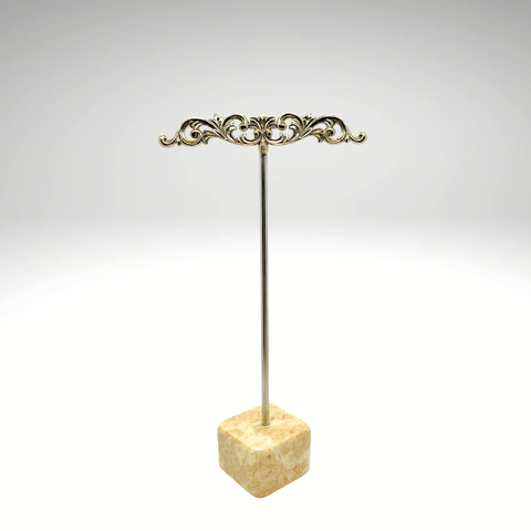 Elegant Silver-Plated Earring Holder with Stone Base