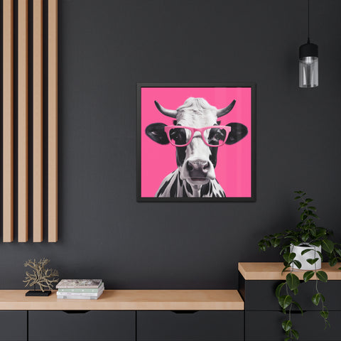 Yogi Pink Cow Satu Framed Poster
