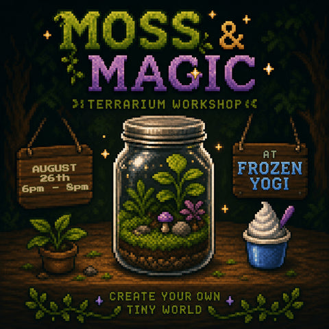 🌿 August 26th Moss & Magic Terrarium Workshop @Frozen Yogi 6-8PM 🌿