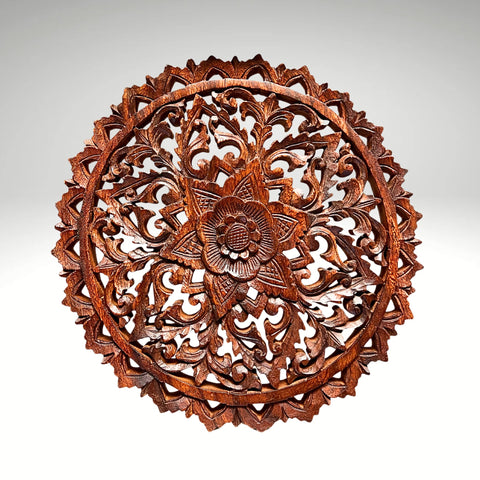 9-Inch Hand-Carved Balinese Wooden Mandala Wall Hanging