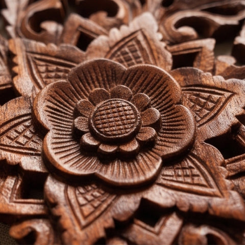 9-Inch Hand-Carved Balinese Wooden Mandala Wall Hanging