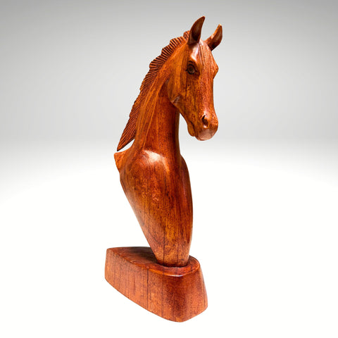 Hand-Carved Wooden Horse Bust – Bali Artisan Sculpture