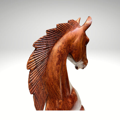 Hand-Carved Wooden Horse Bust – Bali Artisan Sculpture
