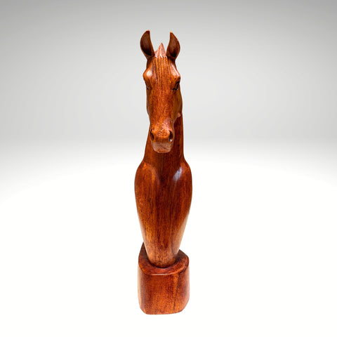 Hand-Carved Wooden Horse Bust – Bali Artisan Sculpture