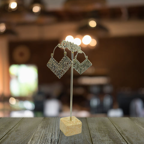 Balinese Filigree V-Shape Hoop Earrings