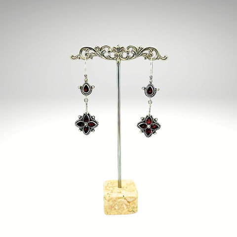 DEWI Bali Silver Garnet Earrings