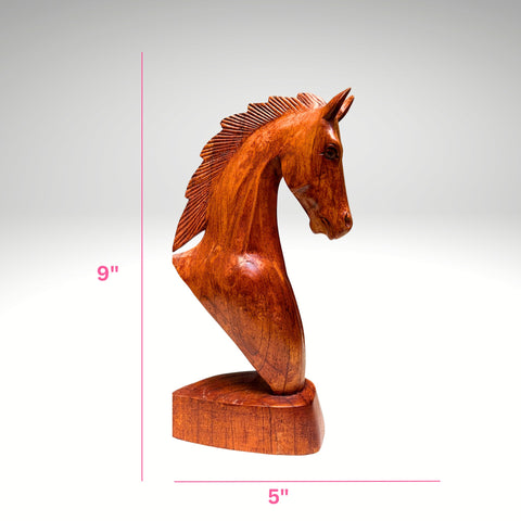 Hand-Carved Wooden Horse Bust – Bali Artisan Sculpture