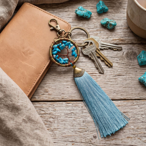 Bali Tree of Life Tassel Keychain