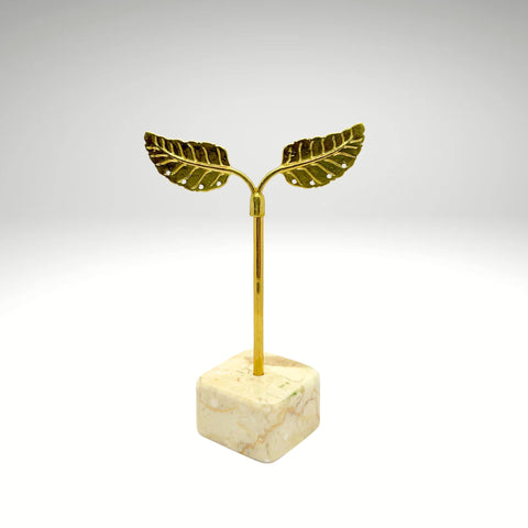 Handmade Brass Earring Display with Stone Base