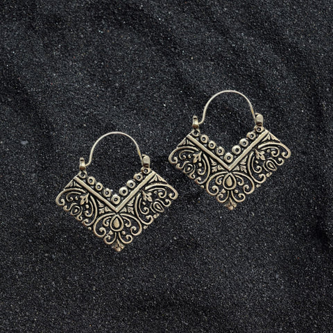 Balinese Filigree V-Shape Hoop Earrings