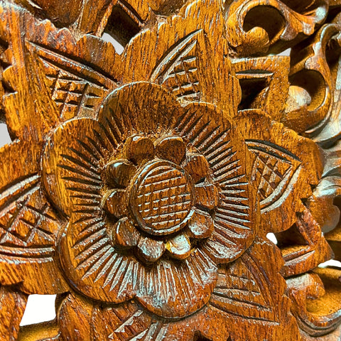 9-Inch Hand-Carved Balinese Wooden Mandala Wall Hanging