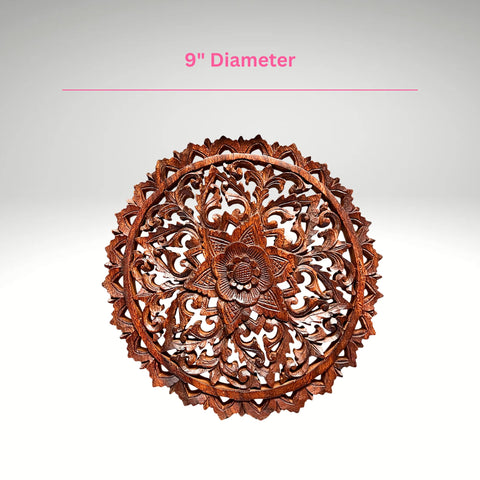 9-Inch Hand-Carved Balinese Wooden Mandala Wall Hanging
