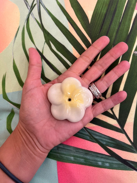 Plumeria Flower Incense Holder — Hand-Glazed Ceramic