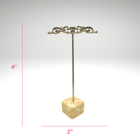 Elegant Silver-Plated Earring Holder with Stone Base