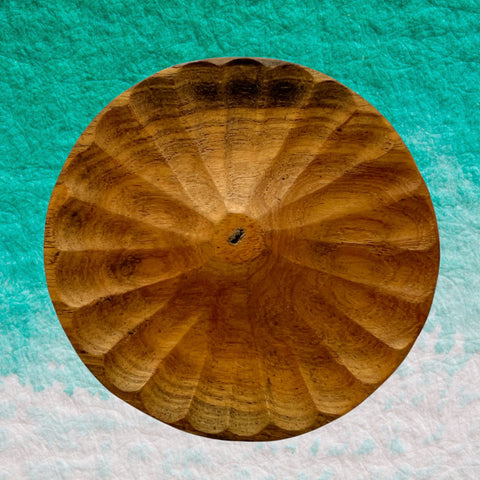 Hand-Carved Balinese Wooden Incense Holder – 3" Round