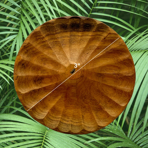 Hand-Carved Balinese Wooden Incense Holder – 3" Round